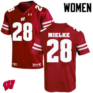 Women's Wisconsin Badgers NCAA #28 Blake Mielke Red Authentic Under Armour Stitched College Football Jersey UJ31C58WX